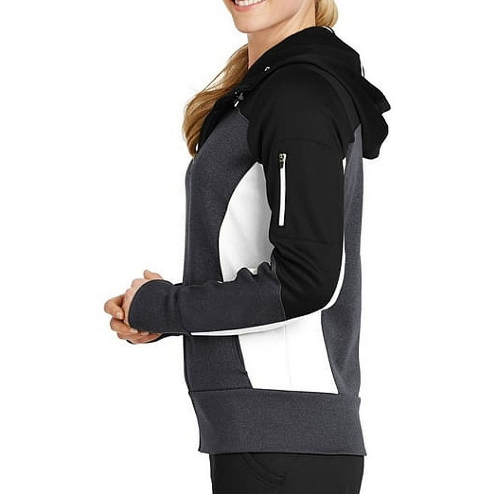 Sport-Tek Ladies Tech Fleece Colorblock Full-Zip Hooded Jacket - Picture 3 of 15